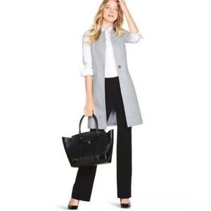 White House Black Market Heather Grey Long Vest / Sleeveless Coat